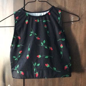 Adam Selman Sport Black Rose Racer Crop Top